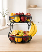 Frutero de 2 pisos en metal negro