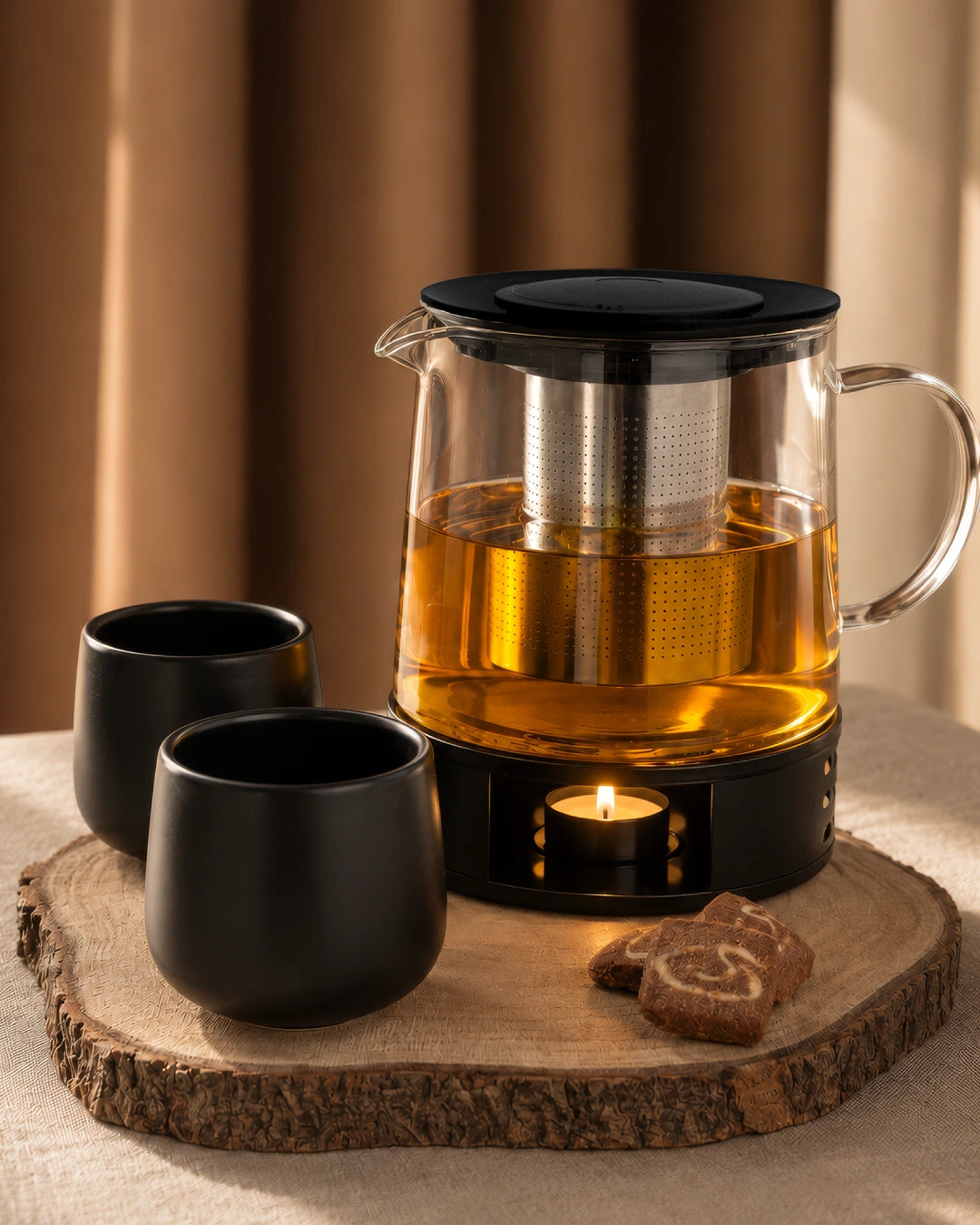 Tetera de vidrio con calentador 1,5 L