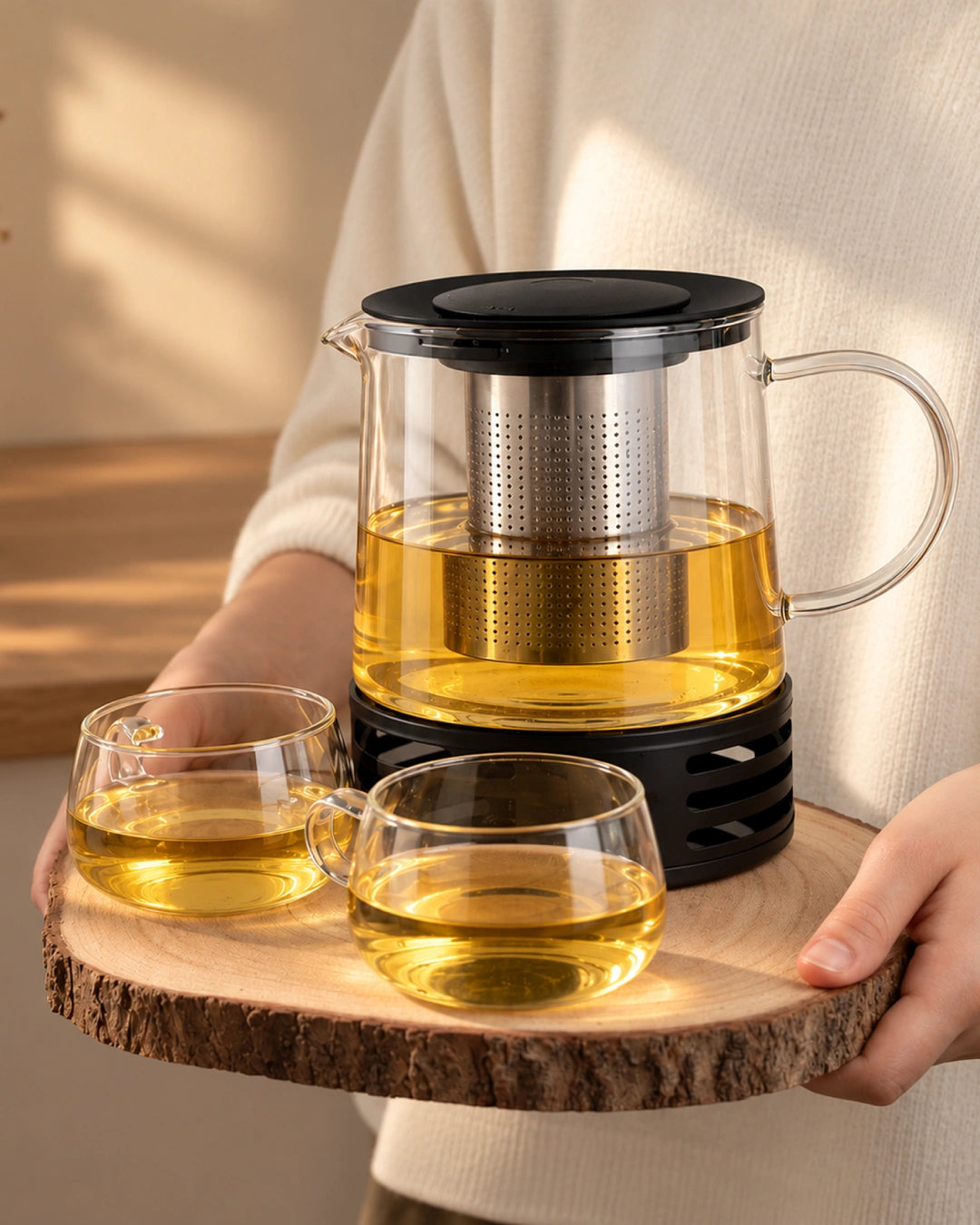 Tetera de vidrio con calentador 1,5 L