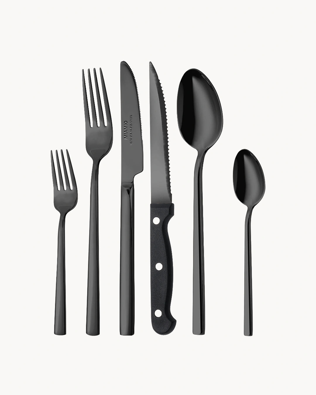 Set de cubiertos negros de acero inoxidable 18/10