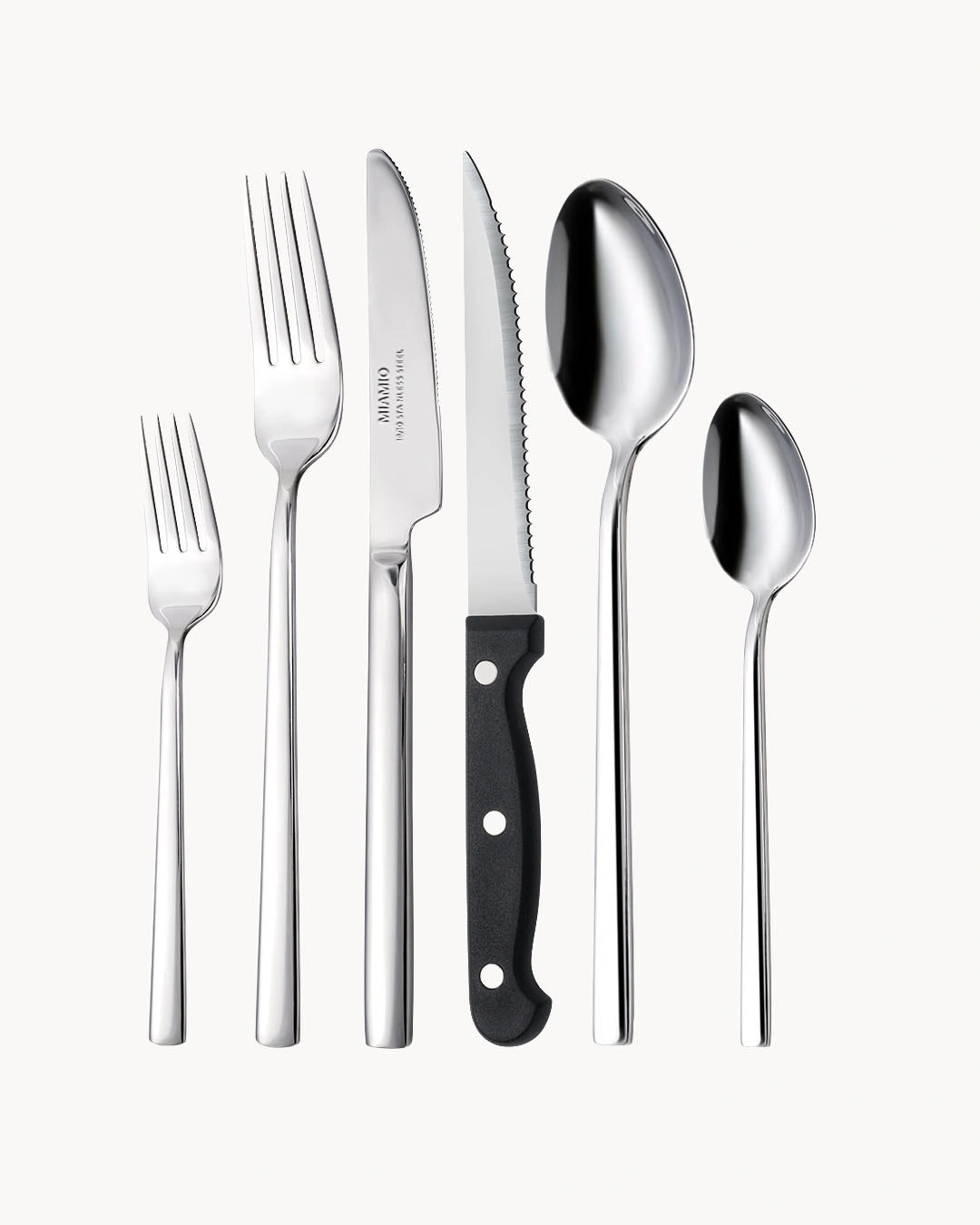 Set de cubiertos plateados de acero inoxidable 18/10