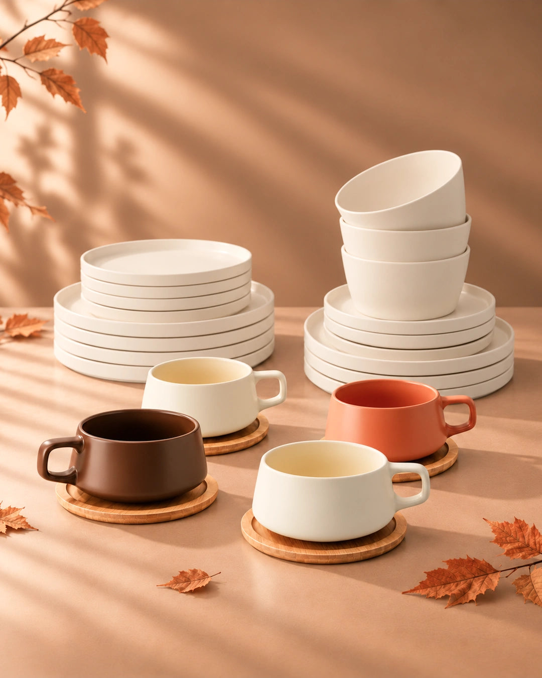 Mesa de otoño cálida para ocho