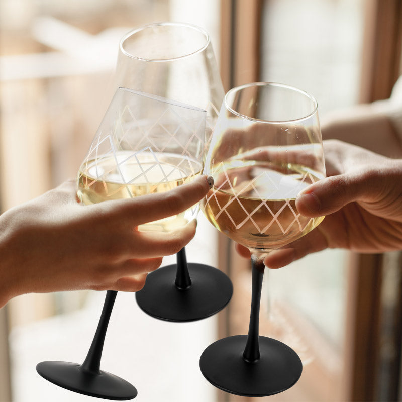 Miamio Weißweingläser Crystaluna 4er Set Glas mit schwarzem Fuß