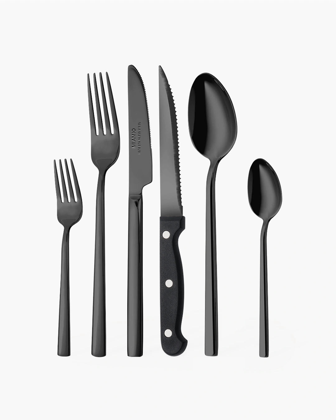 Set de cubiertos negros de acero inoxidable 18/10