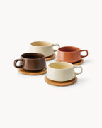 Miamio Cappuccinotassen Set Keramik mit Milch- und Zucker-Set