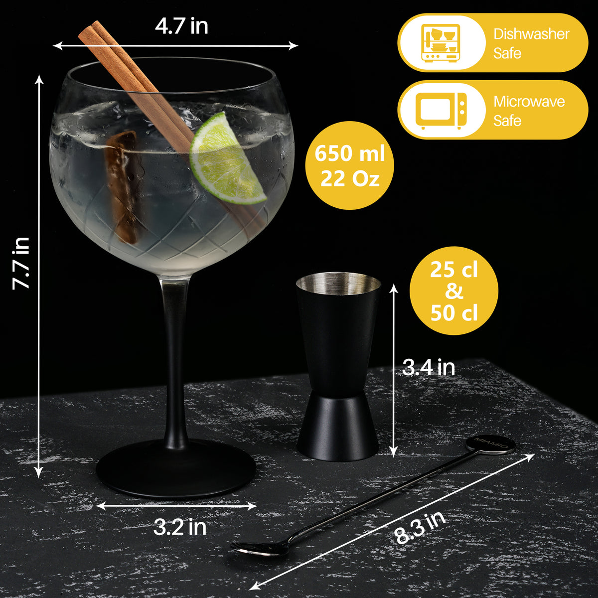 Set de cóctel: 4 copas de gin y 4 copas coupé